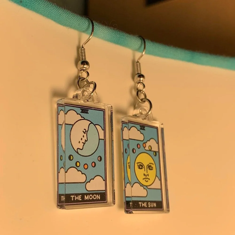 Hand made tarot card dangly earrings  Brand new, never worn